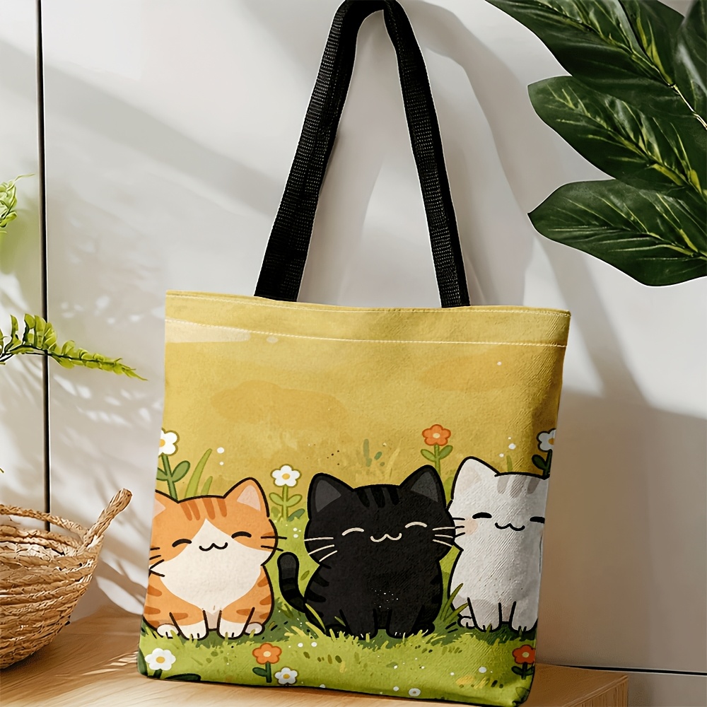TEMU Bolso bandolera y de para con estampado de adorable y floral, correa de tipo tote de uso, lavable a máquina, adecuado para desplazamientos,
