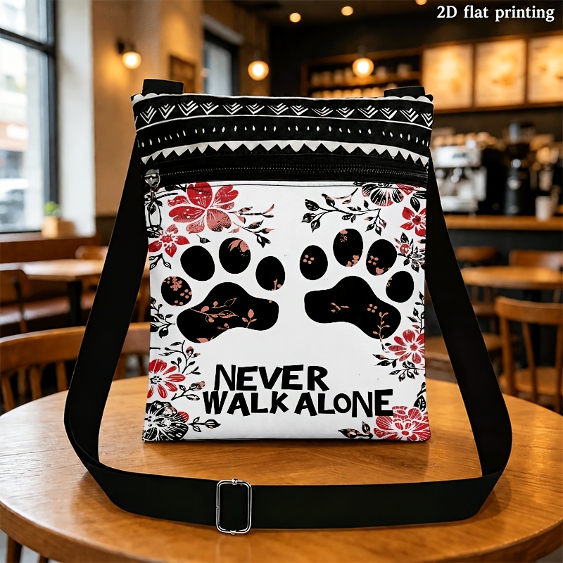 TEMU Borsa a tracolla regolabile per con stampa a e slogan '', spallina con chiusura a cerniera e etniche, lavabile in lavatrice, adatta per tragitti