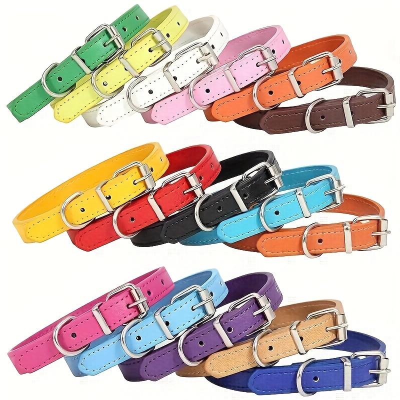 

Soft Artificial Leather Dog Collar, Adjustable Pet Accessories Dog Neck Collar For Small Sized Dogs Puppies