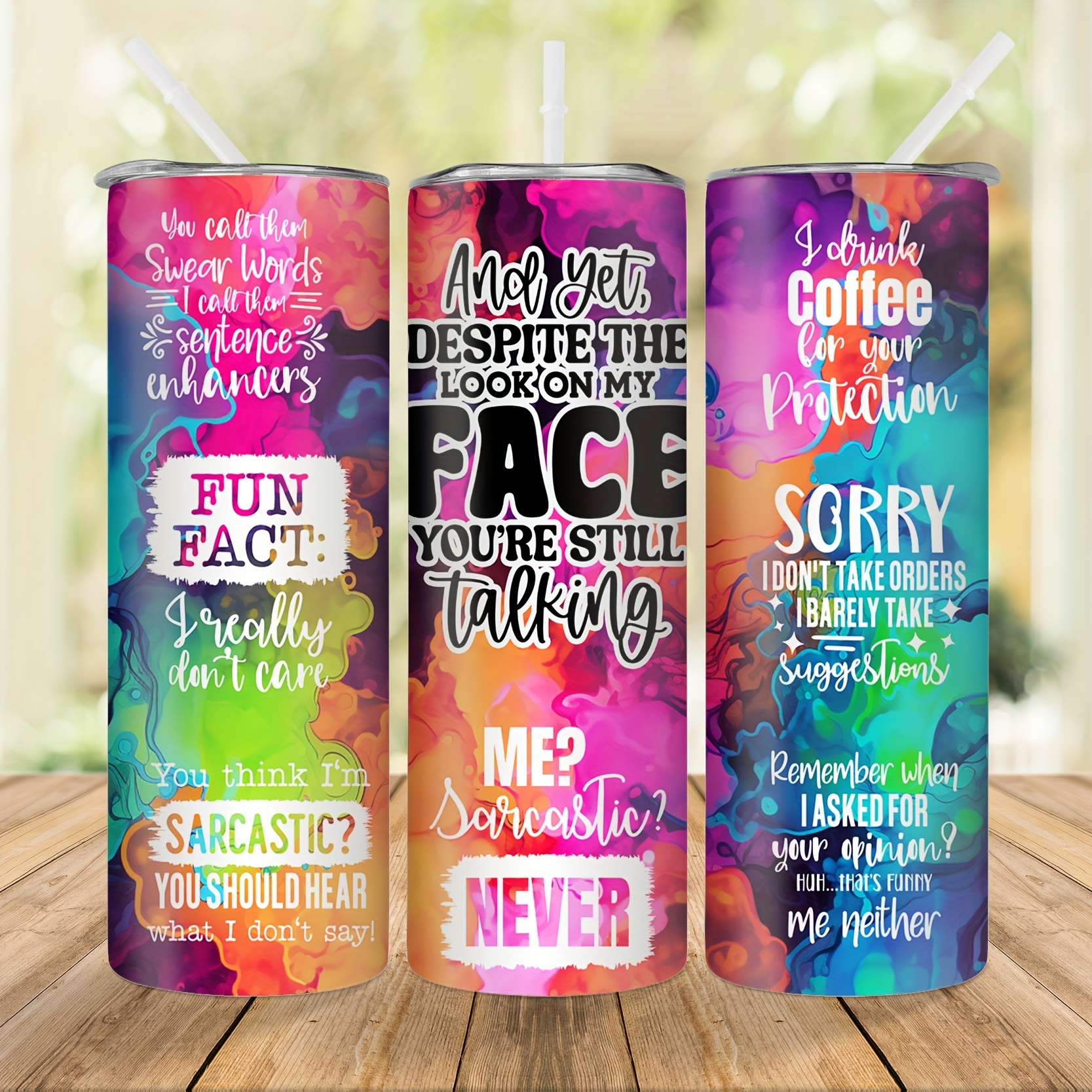 

1pc, Funny Sarcastic Quotes Tumbler With Lid And Straw, 20oz Stainless Steel Water Bottle, Insulated Straight Water Cups, Summer Winter Drinkware, Outdoor Travel Accessories