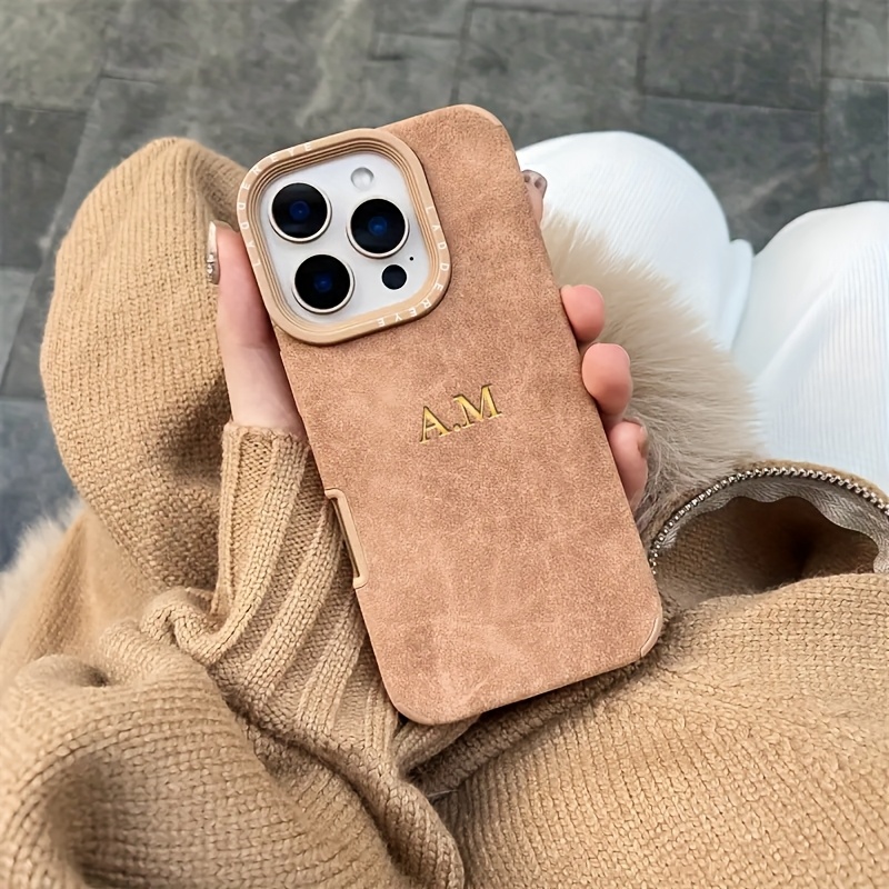 Personalized Custom Initial Name Phone Case for Iphone Models 16, 15, 14, 13, 12, And 11 Pro Max, Featuring a Luxurious Suede Faux Leather Soft Back Cover, Ideal for 3D DIY Engraved Letters, Perfect As Birthday And Festival - Image 6