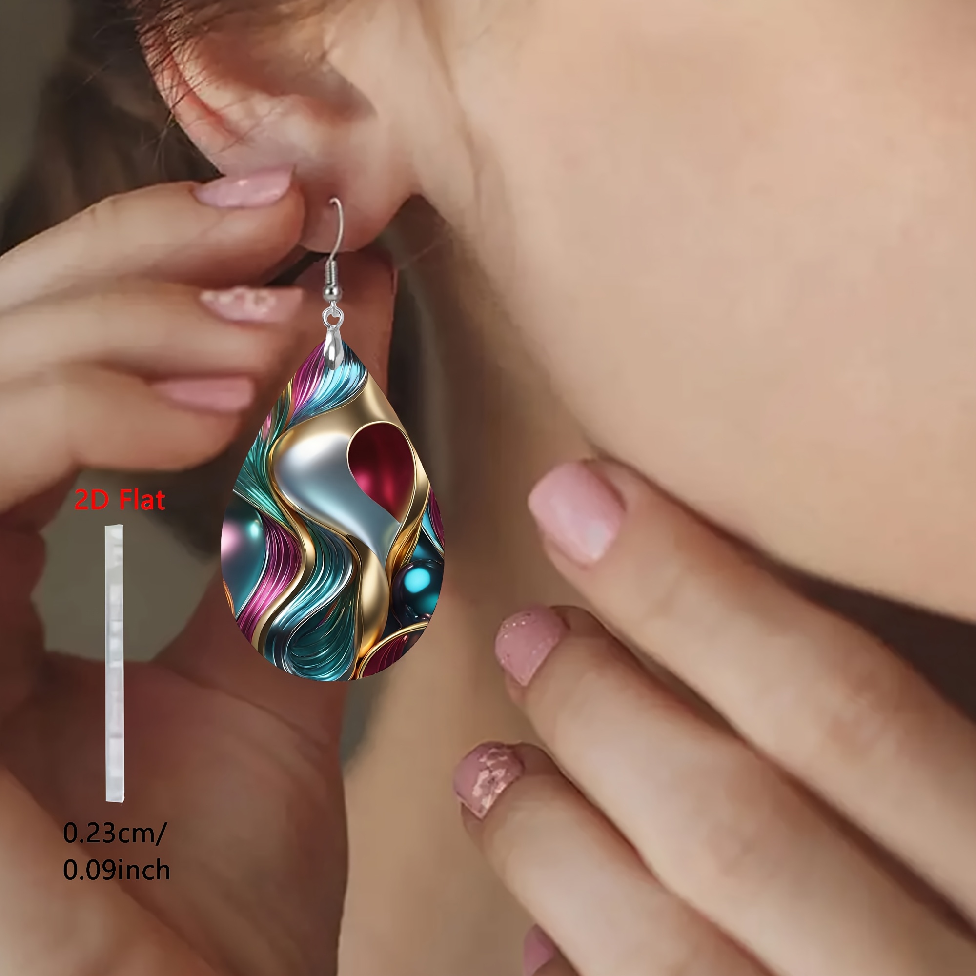 TEMU Orecchini 2D - 1 di orecchini colorati a in acciaio inossidabile acrilico, eleganti e facili da indossare per , gioielli per orecchie, regali di
