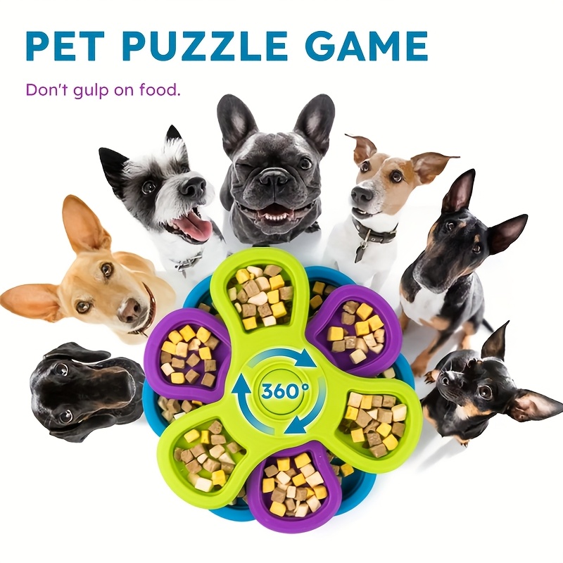 Dog Slow Feeder Bowl Three-Layer Flower Rotating IQ Pet Sniffing Obstacle IQ Training Slow Feeder