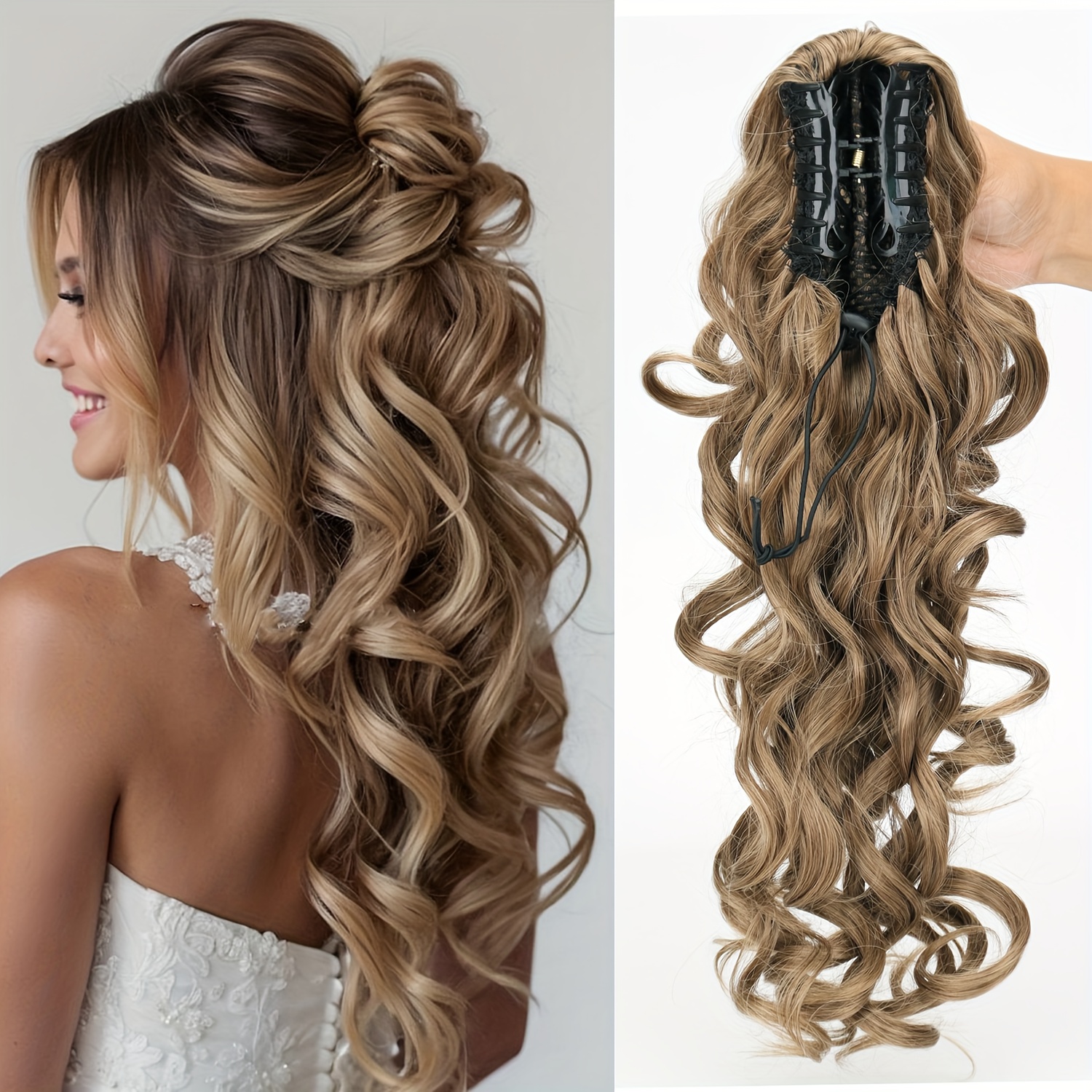 E-shop Damen Klammer-Clip Pferdeschwanzverlängerung Welliges Locken Synthetik Haarteil für alle Haartypen Einfach zu tragen Langlebiges