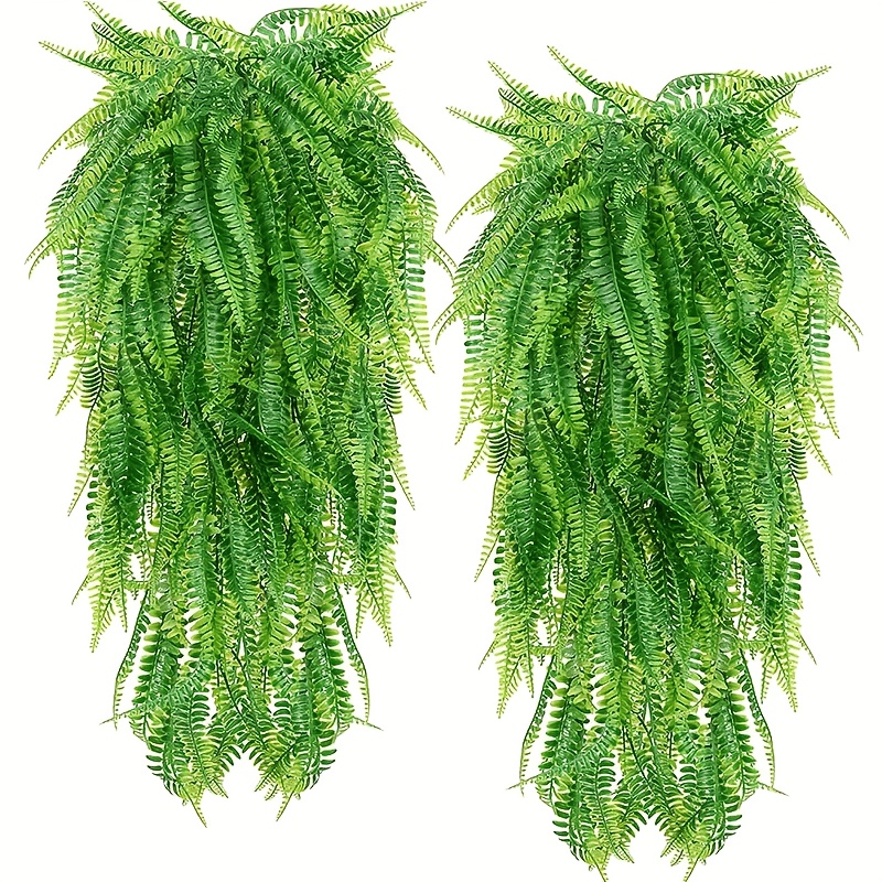 

2pcs Green Artificial Boston Ferns - Uv & Oxidation Resistant Persian Rattan , Vibrant Hanging Greenery For Outdoor, Wall, Wedding Party Decor, Artificial Plants For Home Decor