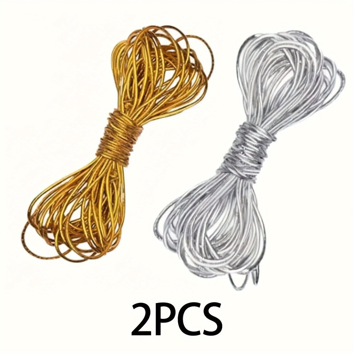 TEMU Peluca 2 Extensiones de Cabello para Damas con 5M Cuerdas Elásticas Doradas y Plateadas para Fiestas, Celebraciones y Uso Diario