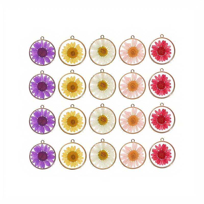 

12pcs Round Natural Dried Flower Resin Charms Daisy Plant Pendants Resin Floating Pendant Female Diy Earrings Necklace Jewelry Making Supplies