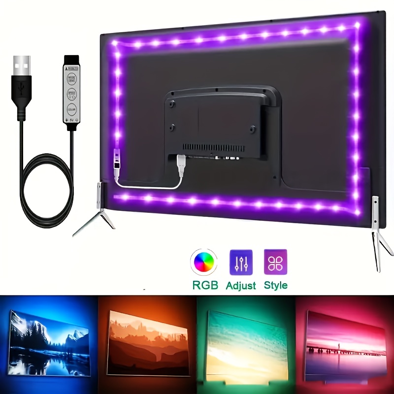 

Usb-powered Led Kit For 22-120 Inch Smart Tvs - Adjustable & Color, , Rgb Style - Ideal For Gaming Rooms, Tv Backgrounds, And Holiday Decorations