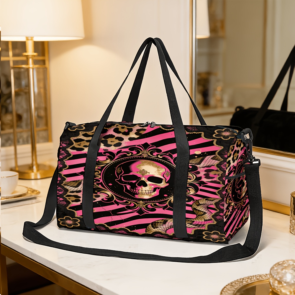 artikel foto 1 stuks handtas body cover draagbare     luipaard skull print multifunctionele   capaciteit reis duffel bag