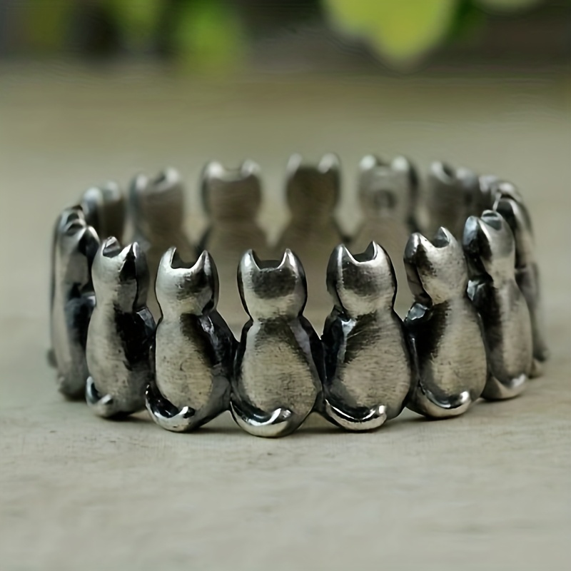 Image of Vintage Cute Cat Personality Ring For Women Daily Wear Casual Vacations Party Banquets Ring Jewelry Gifts