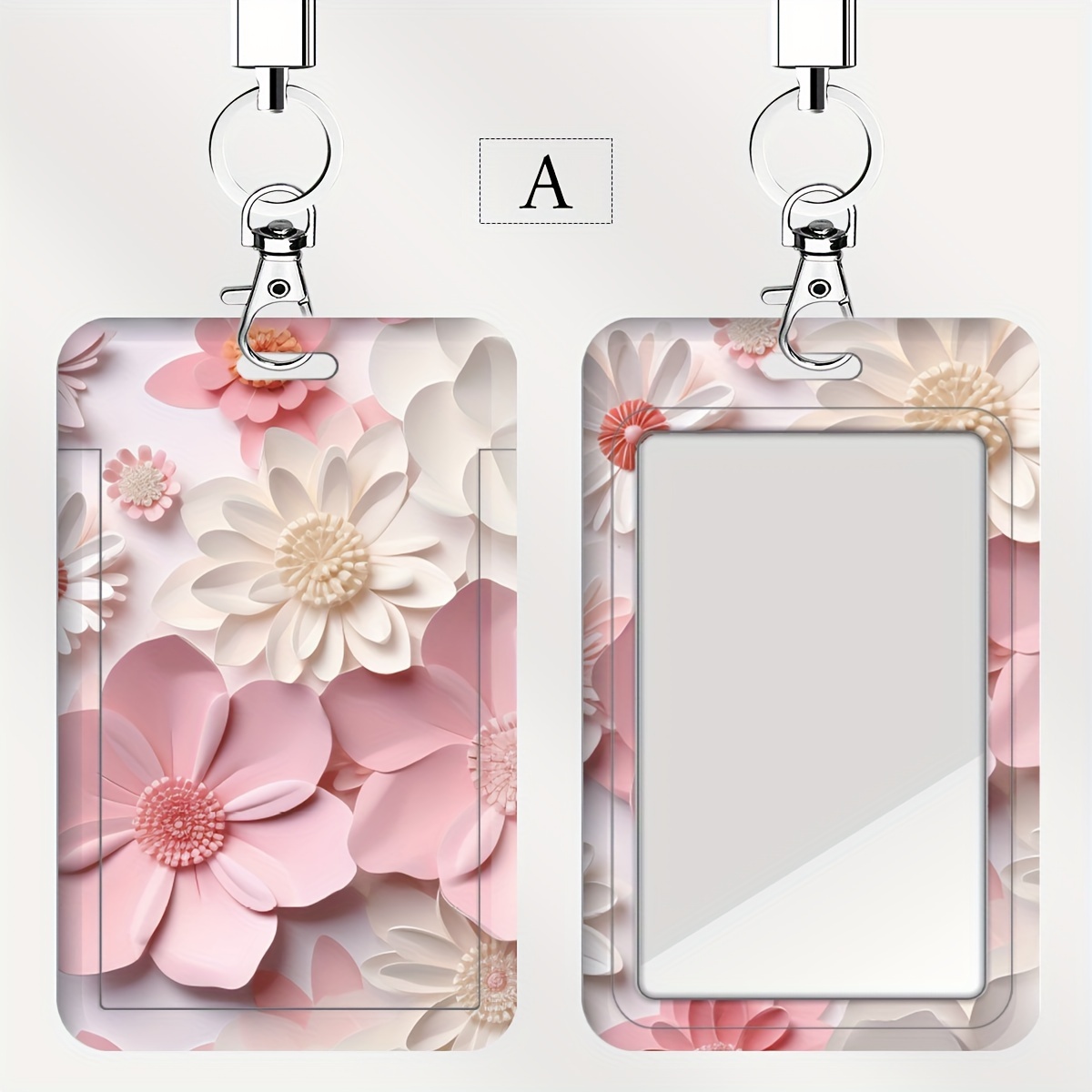 TEMU Porte-Badge d'Identité Série Lotus des Macarons avec Lanière - Plastique Durable, Idéal pour Médecins, Infirmières, Étudiants & Utilisation de