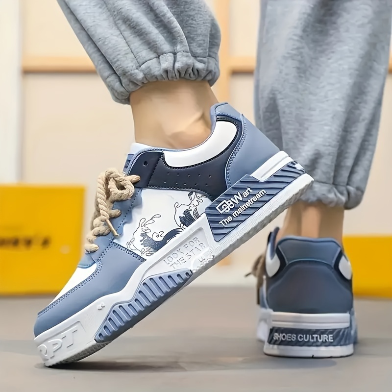 [zapatillas] Zapatos de skate bajos con cordones para hombre, zapatos casuales cómodos y duraderos para todas las estaciones, para caminar al aire libre y viajar.