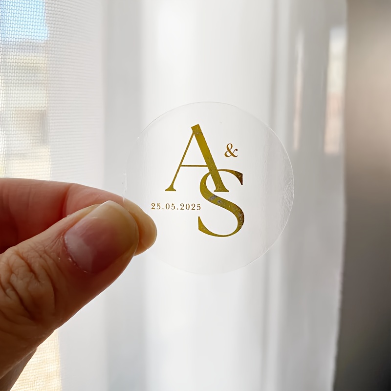 E-shop [Benutzerdefiniertes Produkt] 50 personalisierte Gastgeschenk-Aufkleber für Hochzeiten, Goldfolien-Aufkleber, Benutzerdefinierte Aufkleber,