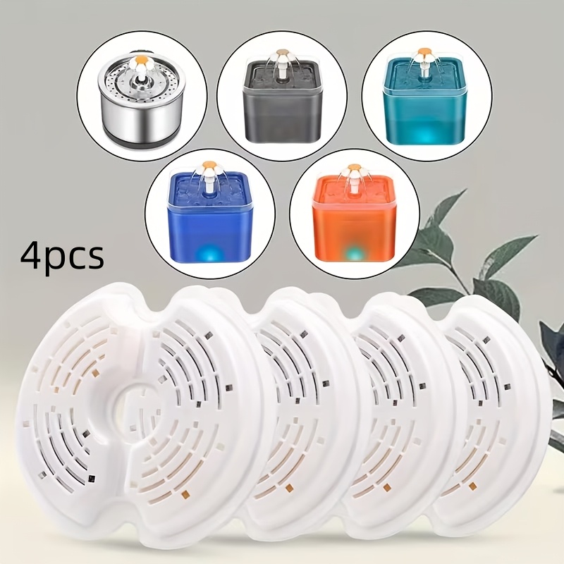 TEMU 4pcs Set Of Cat Water Fountain Replacement Filters - Fits Most Round Pet Water Dispensers - Triple Filtration - Ideal For Home Use, Long-lasting
