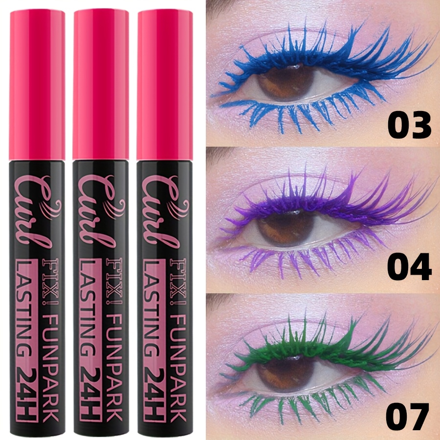 TEMU 3pcs Colorful Mascara, Vibrant Colors, And Highlight The Effect Of Eye Makeup, Daily Use Clubbing Or Party, Blue, Purple, Green