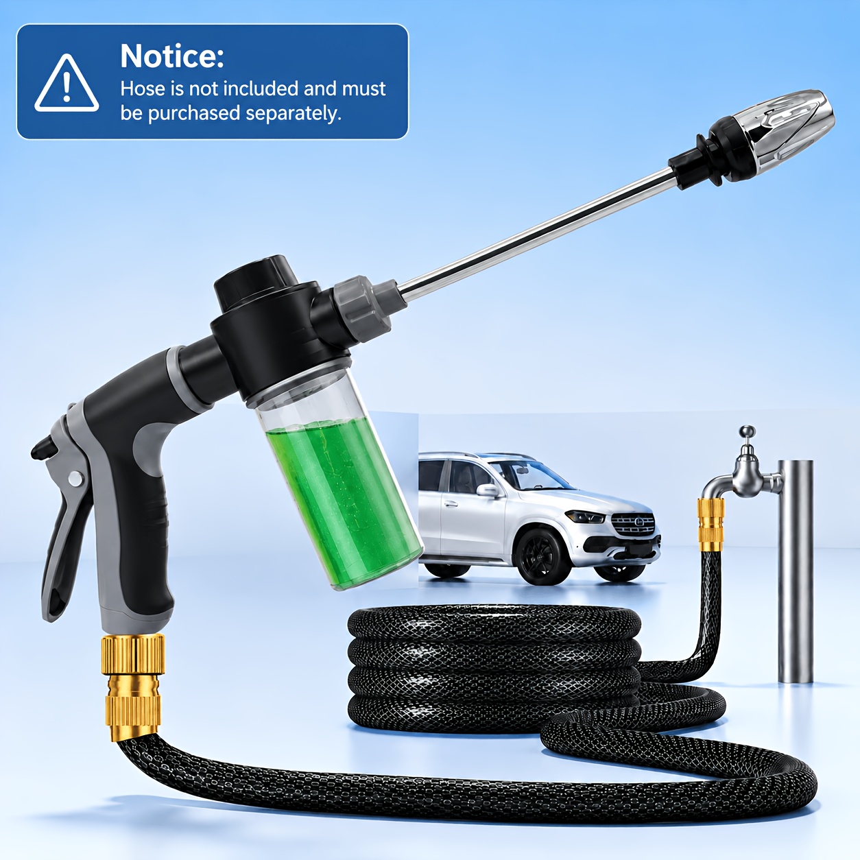 Portable Gun, , Suitable For Women And Elderly, Non-slip Grip - Car Washing And Watering Flowers With 1 Click, Includes A Car Wash-specific Cloth