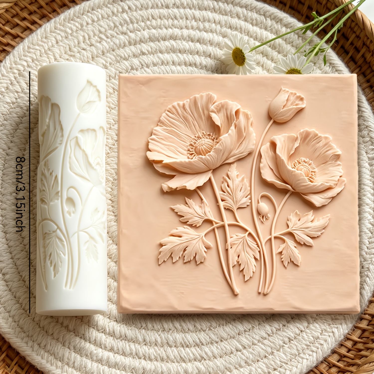 TEMU Outil de gaufrage et de roulement pour pâte polymère à texture , design créatif, idéal pour les de pâte à modeler de printemps et d'été, parfait
