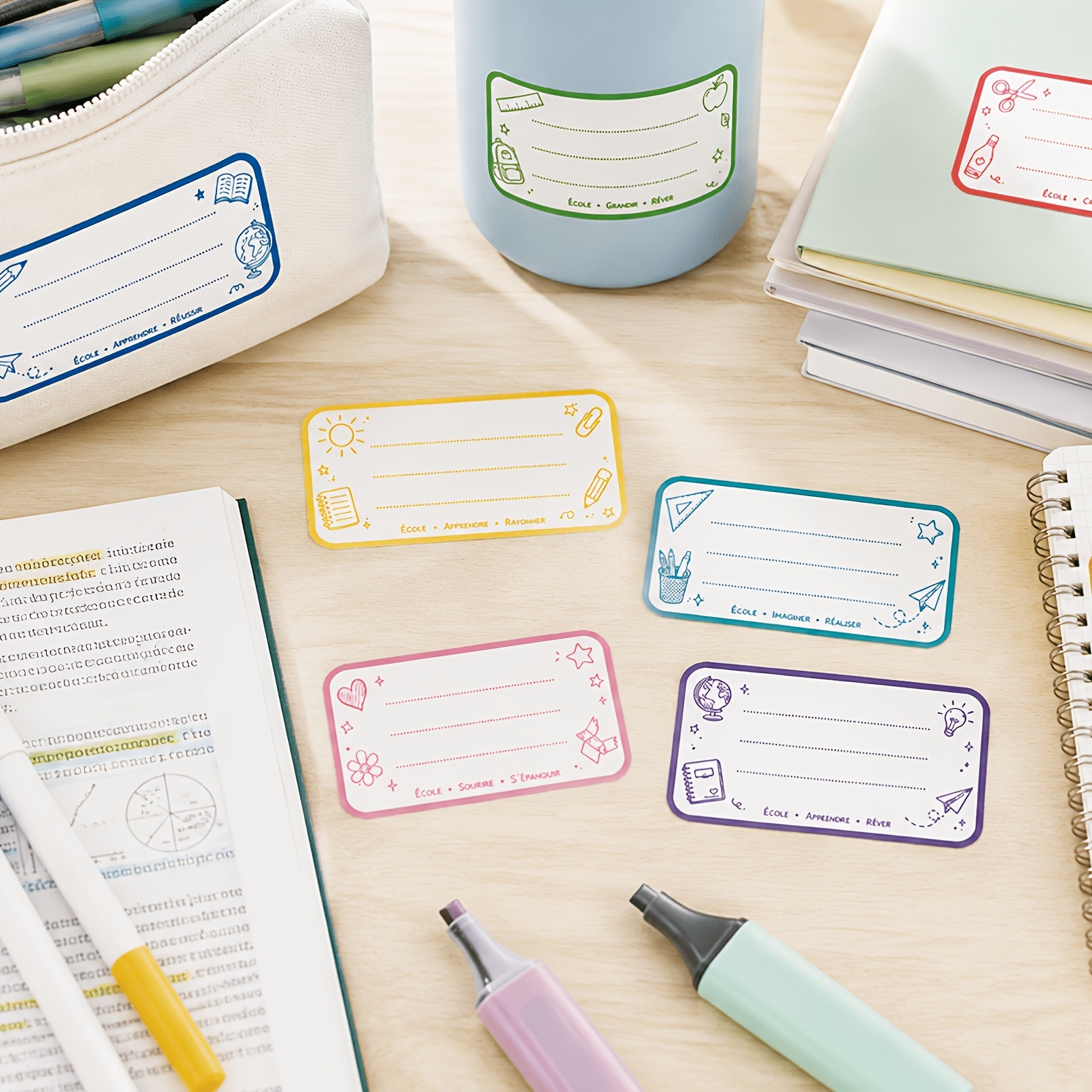 TEMU 80 Campus-themed Self-adhesive Stickers, Colorful Cartoon Stationery Pattern Labels Suitable For Notebooks, Water Bottles, Pencil Cases, And