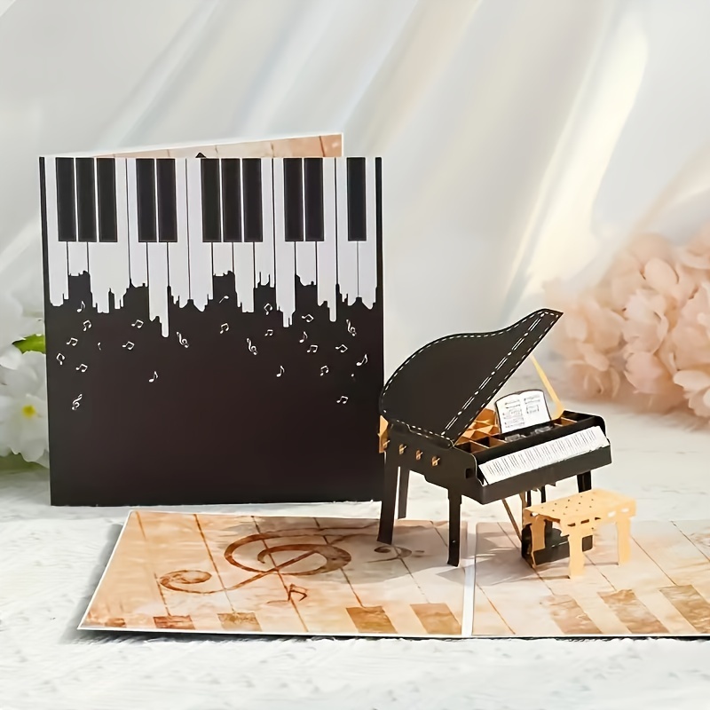 set 3d piano greeting card personalized music themed Temu