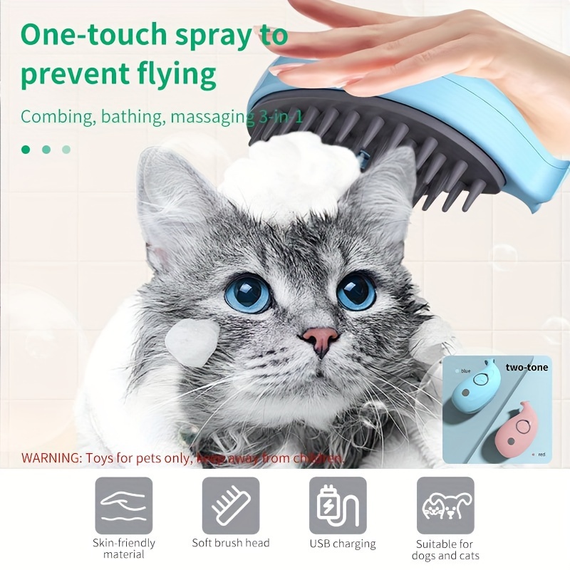 

Self-cleaning Massage Combs, Charging Cat Comb Floating Hair Removal Comb, Pet Care Pet Grooming Brush For Cats Pet Steam Brush Electric Spray Massage Cat And Dog Remove And Loose Hair