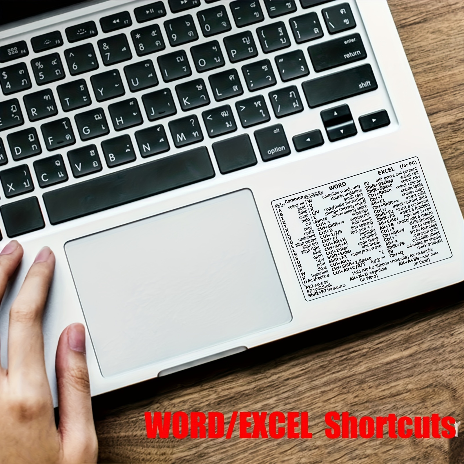 

Clear Pvc Word/excel Shortcut Stickers: Adhesive, Removable, And Easy-to- For Your Laptop