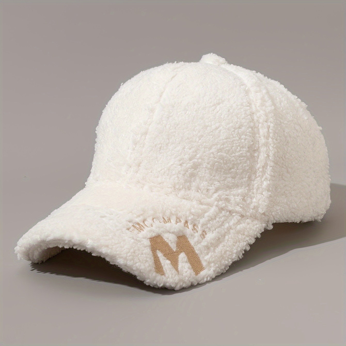 1pc, New Lamb Casual Warm Autumn Winter Style Baseball Cap, Brim With Letter Embroidery, Korean Style Thick Soft Comfortable Dad Hat, Couple Style