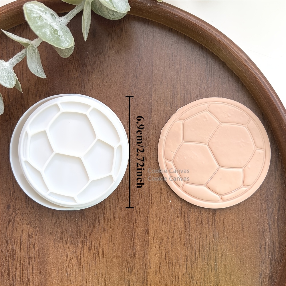 Image of Football Shape Cookie Mold - Plastic Biscuit Stamp Tool With Sports Theme Embossed Mold For Holiday Or Everyday Baking, Durable Plastic Mold