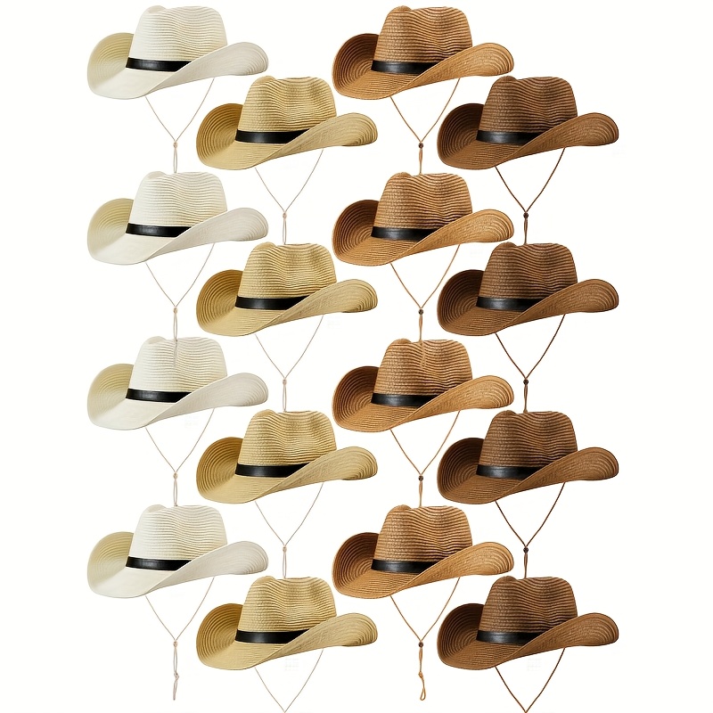 12 Straw Cowboy Hats Wide Brim Sun Hats Bulk 12 Straw Cowboy Hats Wide Brim Sun Hats Bulk main image 4