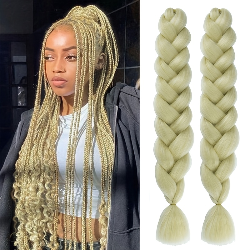 TEMU 40inch/2pack Synthetic Glowing Twist Braids Hair Extensions-straight Jumbo Braids For Halloween Christmas Ponytails Unisex All Ponytail Hair