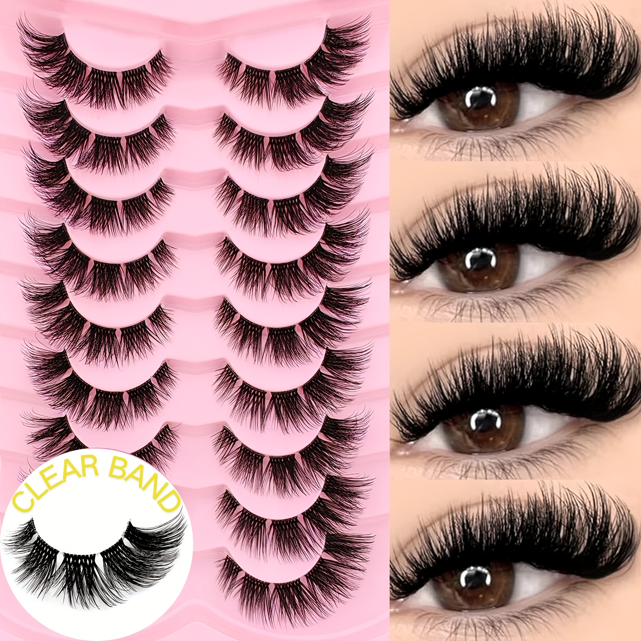 9 Pairs Of Transparent Wispy Lashes, , Cat Eye False Eyelashes, Tail Extension, Cross, , Fluffy, Thick, Comfortable And Versatile, Suitable For Occasions, Eye Lashes