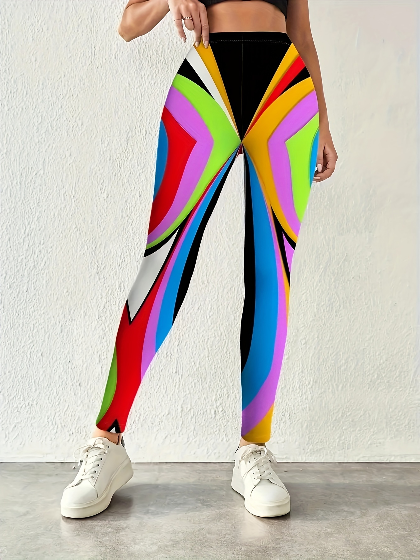 Printed Leggings Rainbow Knitted Leggings Rainbow Leggings Women'S - Main Image