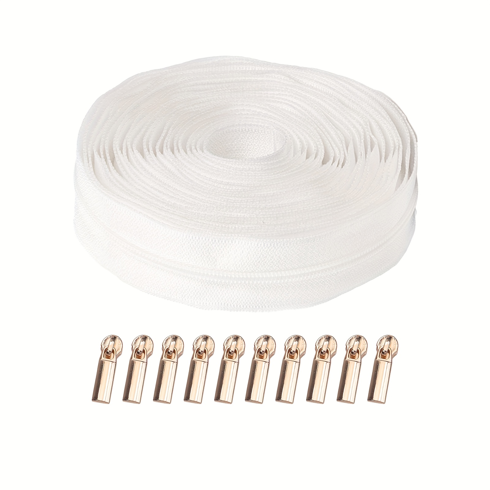 E-shop 1 Set, 3# Nylon Reißverschluss (450Cm/177Inch/) mit 10 Reißverschlussköpfen, geeignet für Heimnäh-Ersatzreißverschlüsse