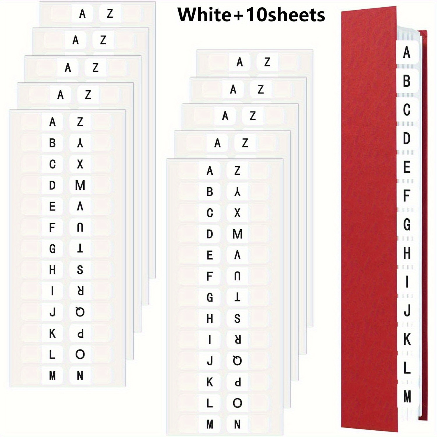 E-shop 10 Blätter Index-Tabs, Selbstklebende Index-Tabs, A-Z Alphabetische Tabs, Transparente Index-Tabs, Aufkleber für Ordner, Notizbücher, Dateien