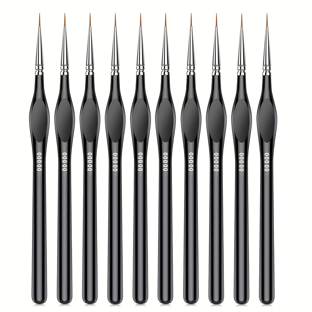 E-shop 10/15er Set Professionelle Mikro-Detailpinsel mit Nylonborsten & Dreieckigem Griff - Spitze für Miniaturkunst, Modellbau, Statuen,