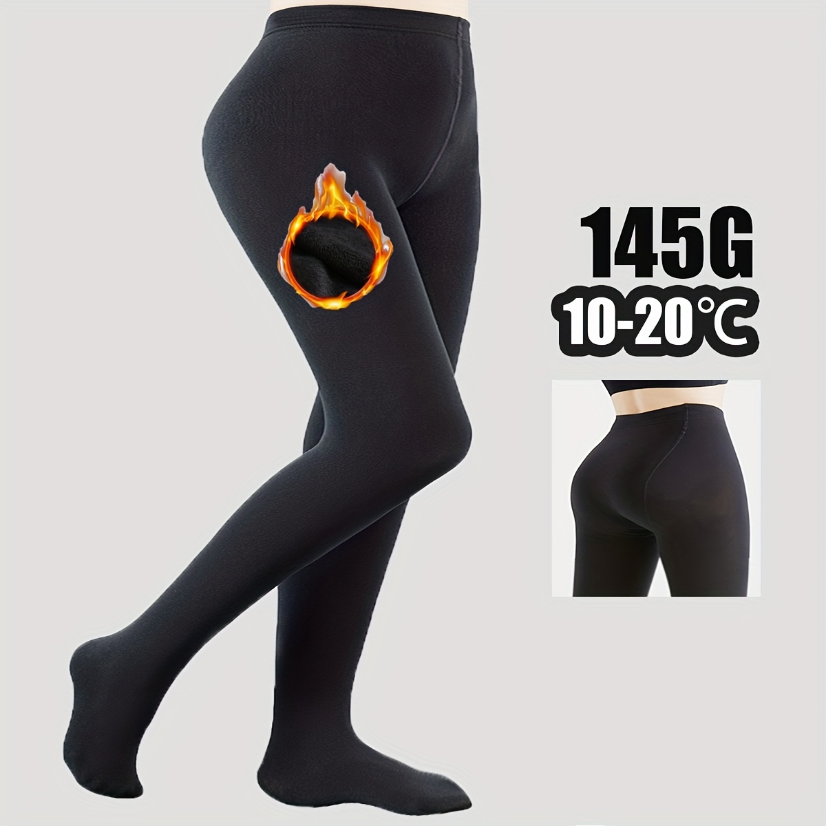 Image of Women's Fleece-lined Thermal Leggings, Thick Black Tights For Autumn And Winter, Versatile Basic Pantyhose For Commuting
