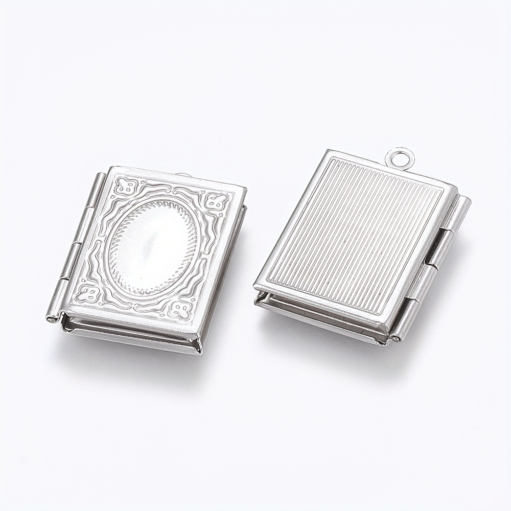 TEMU Ensemble de 2 pendentifs collier en acier inoxydable 304 anti-décoloration, conçus comme breloques cadre photo pour , avec une rectangulaire en