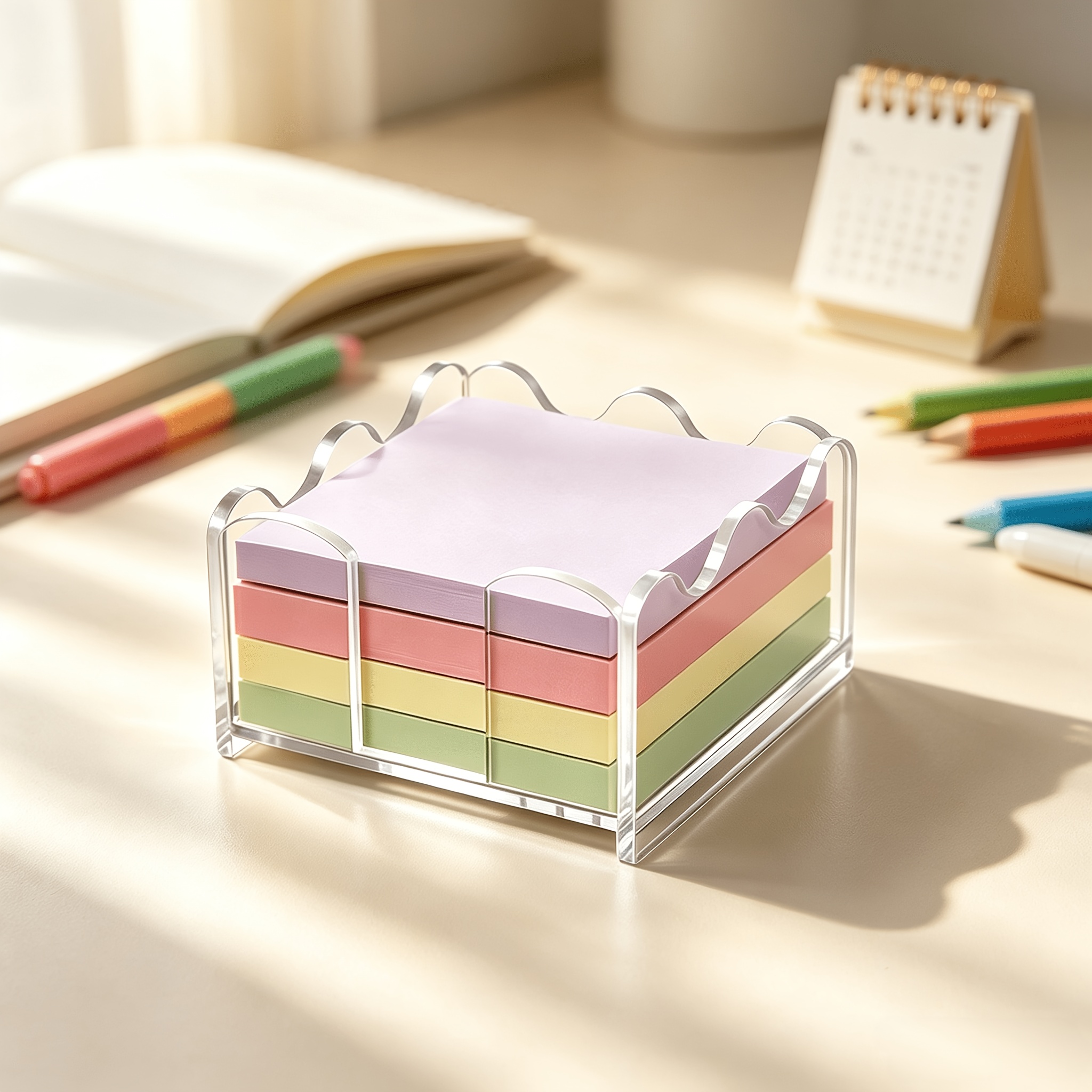 TEMU 1 Acrylic Sticky Note Holder, A Multifunctional Small Item Storage Box, Suitable For 3x3 Inch Sticky Notes Or Other Items, , Thickened Acrylic