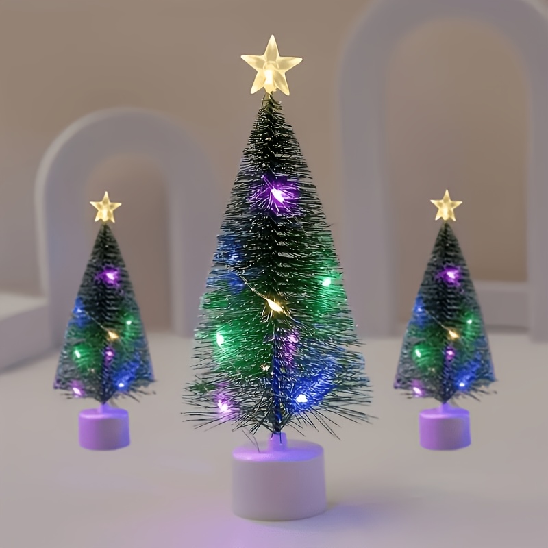 Image of 3pcs Christmas Tree, Led Wire Light Tree, Christmas Holiday Decorations, Scenery Arrangement Additions, Holiday Lighting, Small Ornaments For Indoor Home, Cedar (random Colors)