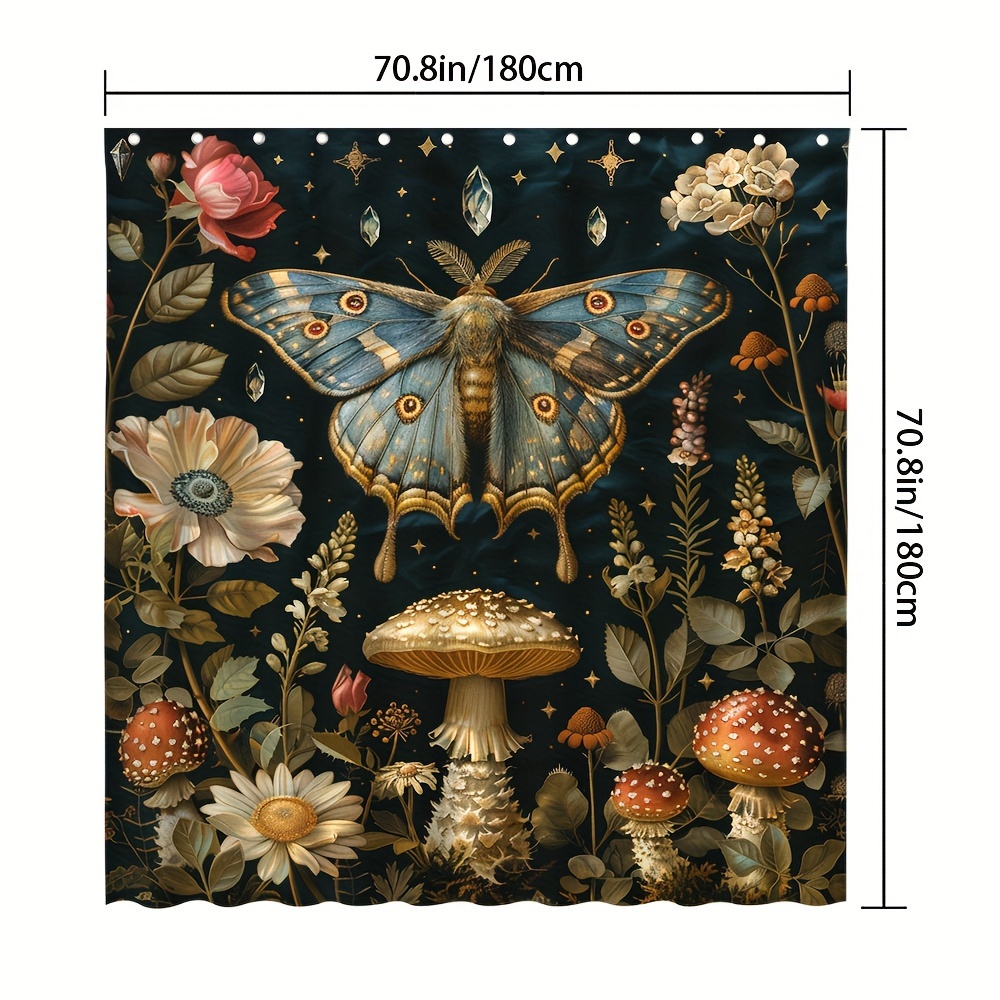 TEMU Rideau de douche floral avec motifs de papillons et de , 70,8x70,8 pouces, motif de papillon pour la décoration de salle de bain à , en dortoir