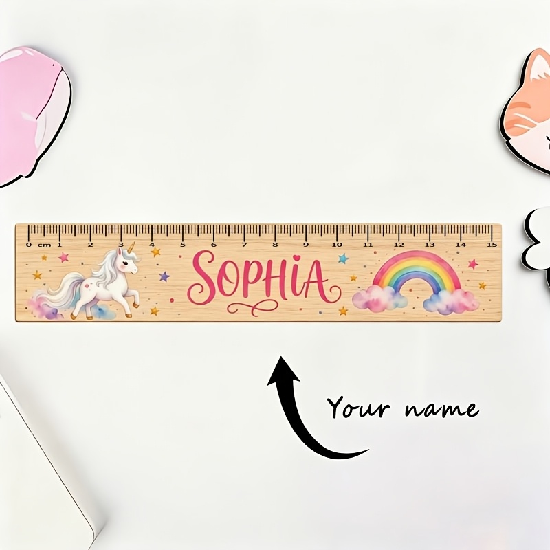 1pc 2d Custom Personalized Name Ruler, 1pc Included, Featuring Unicorn, Racing, And Space Themes, Customizable School Gift, Perfect Back-to-school Or Birthday Present Math Tool
