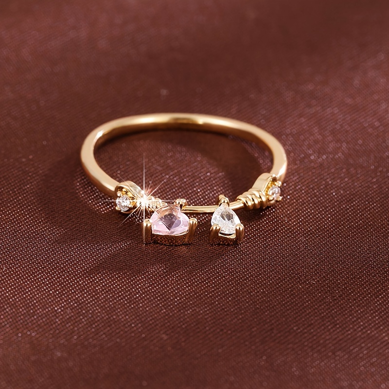 Heart Pendant Ring Zirconia Copper Plating