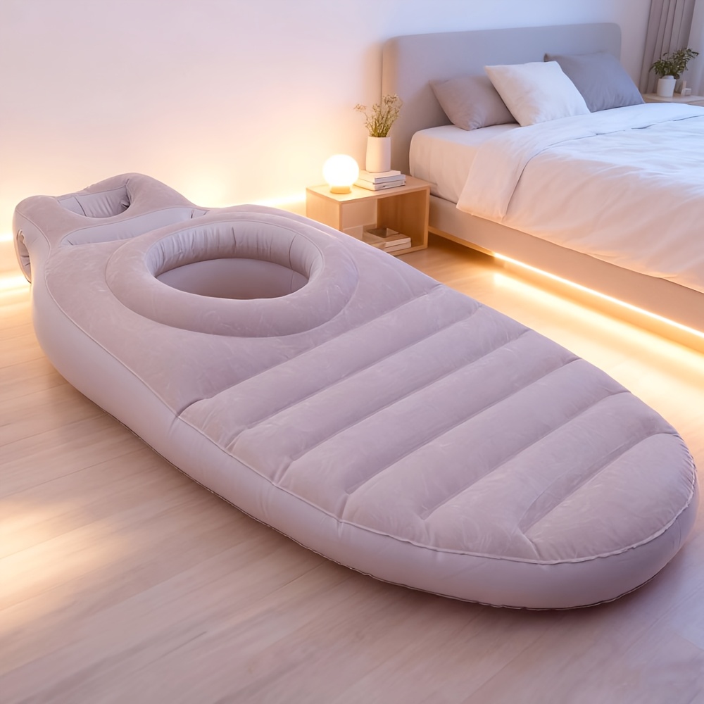 1pc PVC Mesh Velvet Inflatable Full-Body Maternity Support Pillow with Abdominal Cutout, Comfortable - The Best Sleep Aid for Pregnant Women, Supportive Maternity Bed, Lightweight Design, Breathable Material, Portable Design, Suitable for Indoor