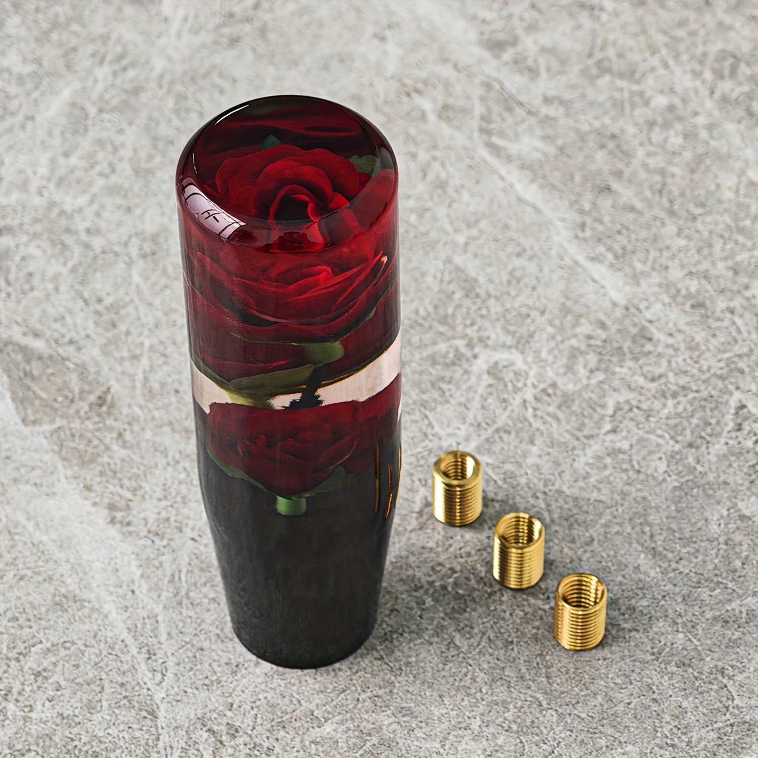 TEMU 14.3cm Universal Transparent Acrylic Gear Shift Knob Jdm Rose Flower Crystal Style Manual Car Shifter Knob