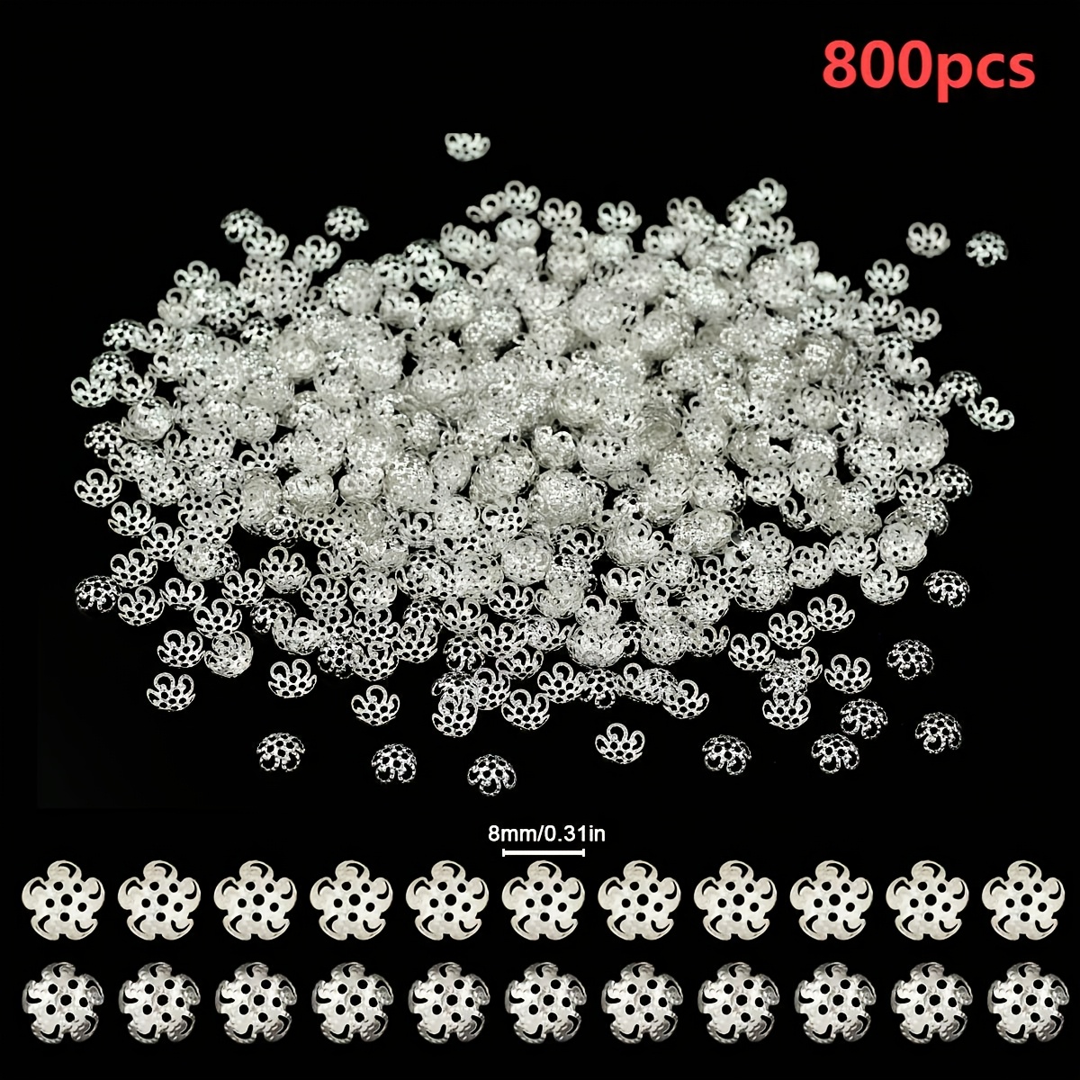 800pcs 8mm Flower Shaped Bead Spacer Hat Decorations, Very Suitable For Necklace Jewelry Making Materials