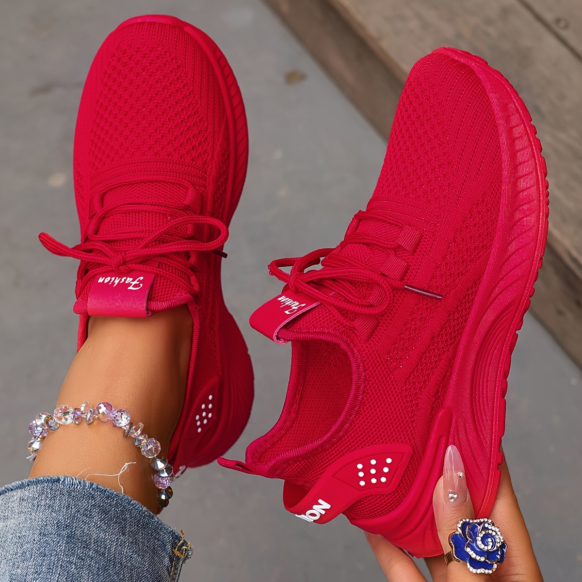 TEMU [sneakers] Plus Size Women's Spring Summer Mesh Casual Athletic Shoes, 2026 Comfortable Lightweight Breathable Outdoor Running Shoes, Relaxed