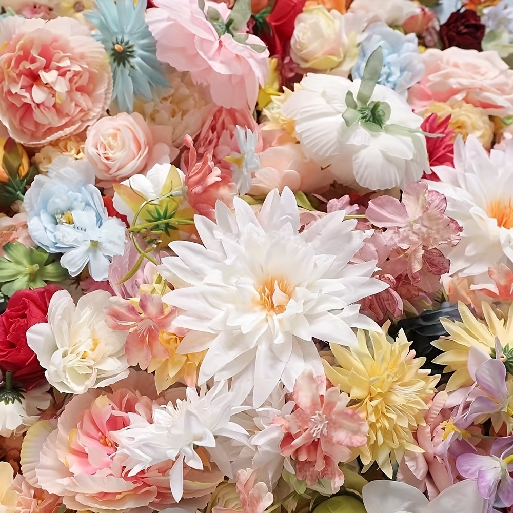 

28pcs Vibrant Artificial Flower Heads - Handmade Floral Decor For Weddings, Home Décor, And Diy Crafts, Assorted Colors (pink, Blue, Yellow, White, Peach), Bouquet Accessories