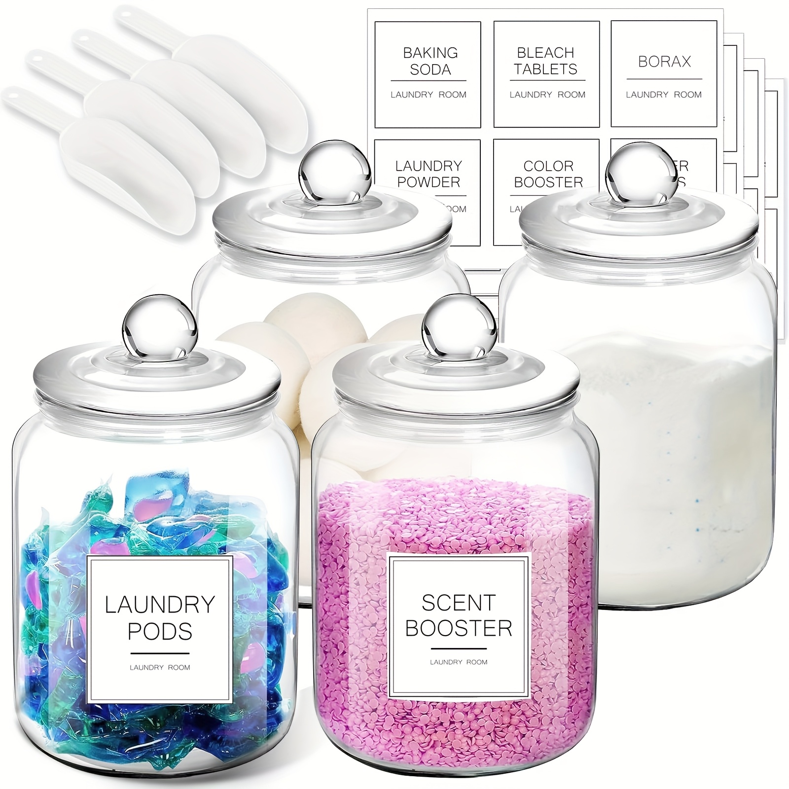 large glass storage jars 68oz glass food containers lids - Temu