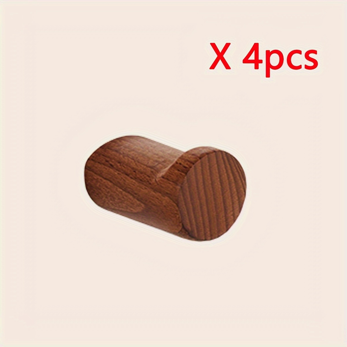 4Pcs Adhesive Wooden Hooks Nails Wood Peg Hooks Hat Storage Wall Mounted  Hook 