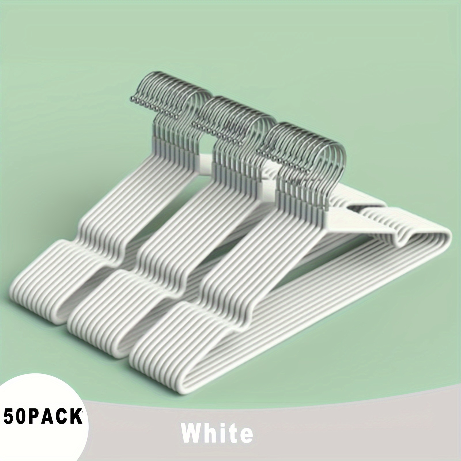 Image of 50pcs Stainless Steel Non-slip Clothes Hangers, Heavy Duty Notched Racks For Bedroom Closet Organization And Drying, Drying Racks