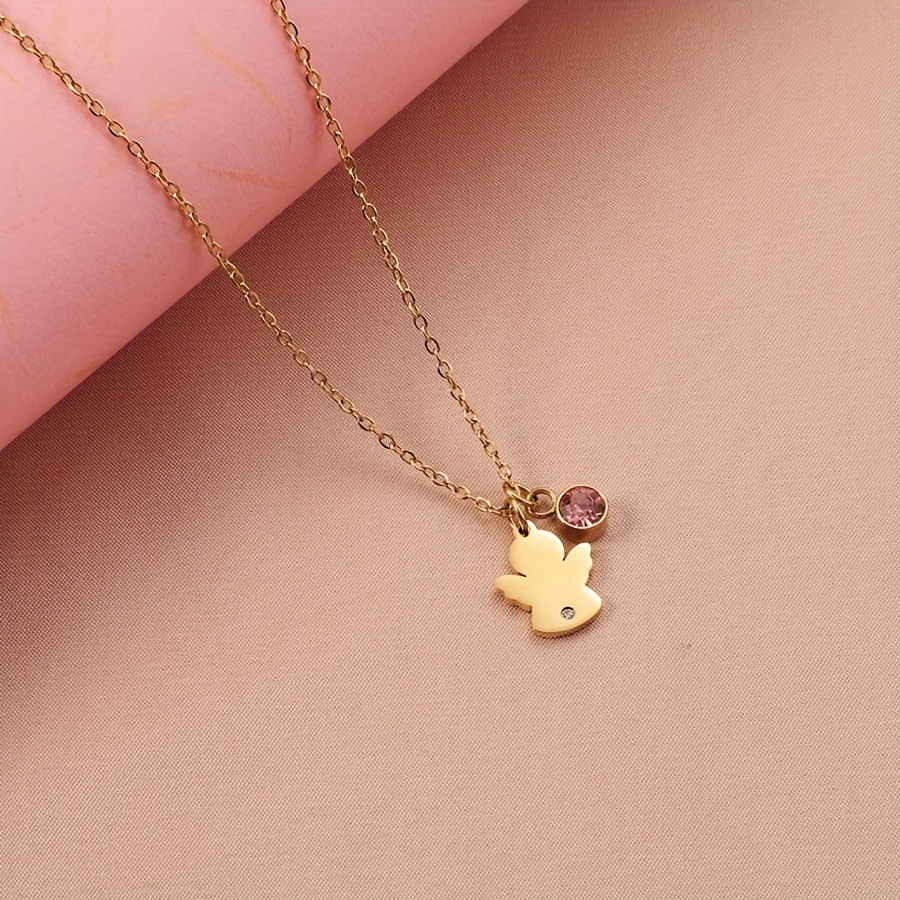 Image of Women' Red Rhinestone Pendant Necklace - Polished Stainless Steel Waterproof Non-allergic Jewelry Suitable For Daily Wear, Parties & - Cute Little Gift With 45cm Chain